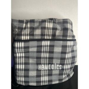HoMedics Heated Massage Wrap Grey Plaid Fleece Vibration Heat Therapy Massager